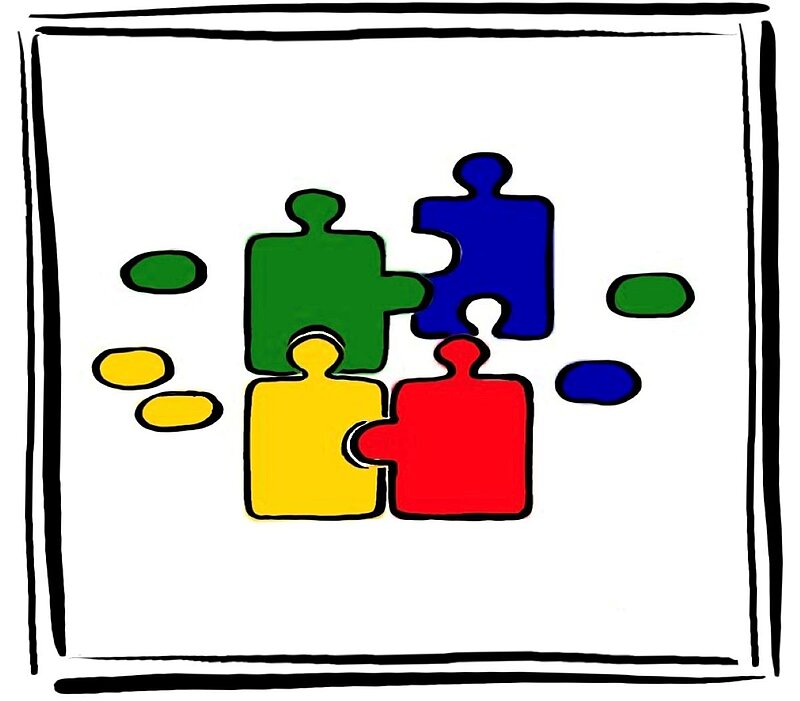 Logo der Schulberatung Bayern: vier bunte Puzzleteile