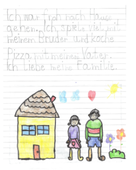 Bild und Text, erstellt von Sanjana, mit Darstellung ihrer Familie